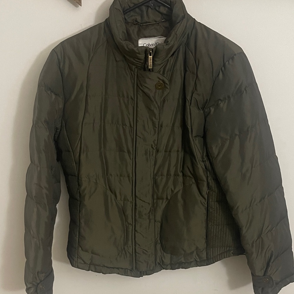 Calvin Klein Women's Dark Olive Green Puffer Jacket